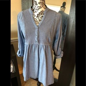 Denim colored maternity shirt
